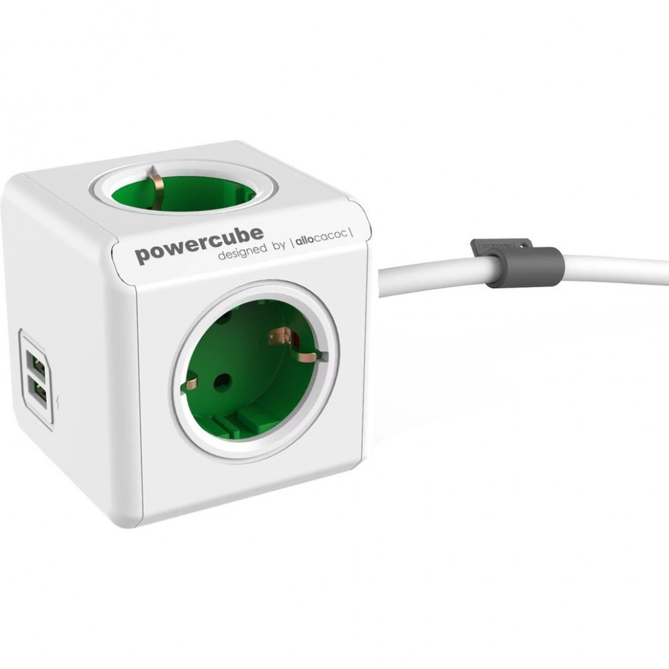 Сетевой удлинитель Allocacoc PowerCube Extended USB зеленый (1402GN) Сетевой удлинитель Allocacoc PowerCube Extended USB зеленый (1402GN)