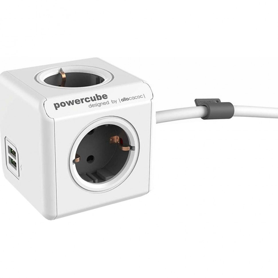 Сетевой удлинитель Allocacoc PowerCube Extended USB серый (1407GY ) Сетевой удлинитель Allocacoc PowerCube Extended USB серый (1407GY )