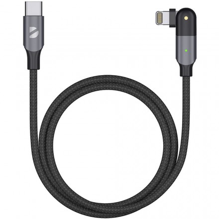 Кабель Deppa USB-C-Lightning, поворотный, 1.2 м, чёрный